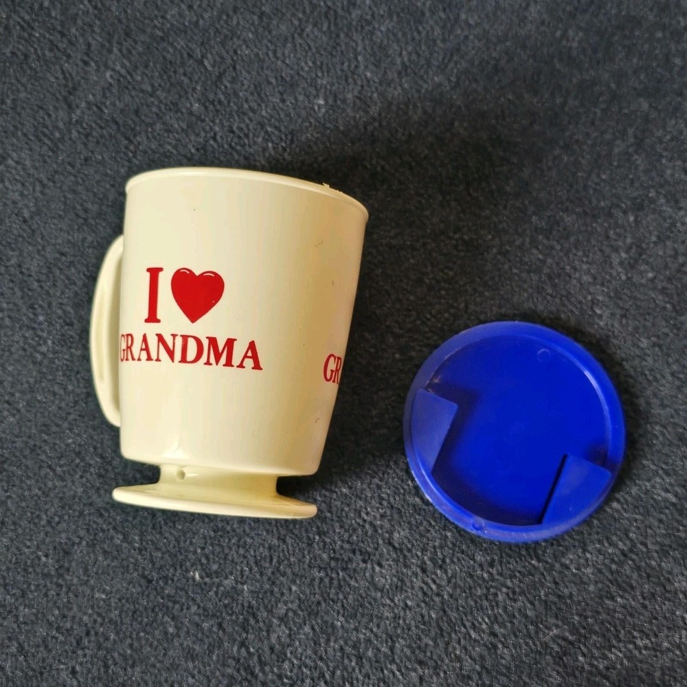 I Love Grandma Vintage Plastic Travel Coffee Mug Cup 90's Grandmacore Trip Sip